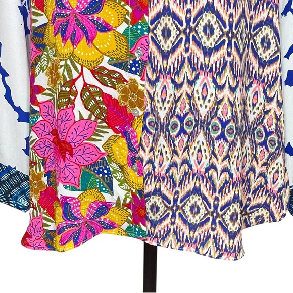 ROSE + OLIVE Blouse M Button Up Long Sleeve Mixed Media Top - Picture 6 of 12